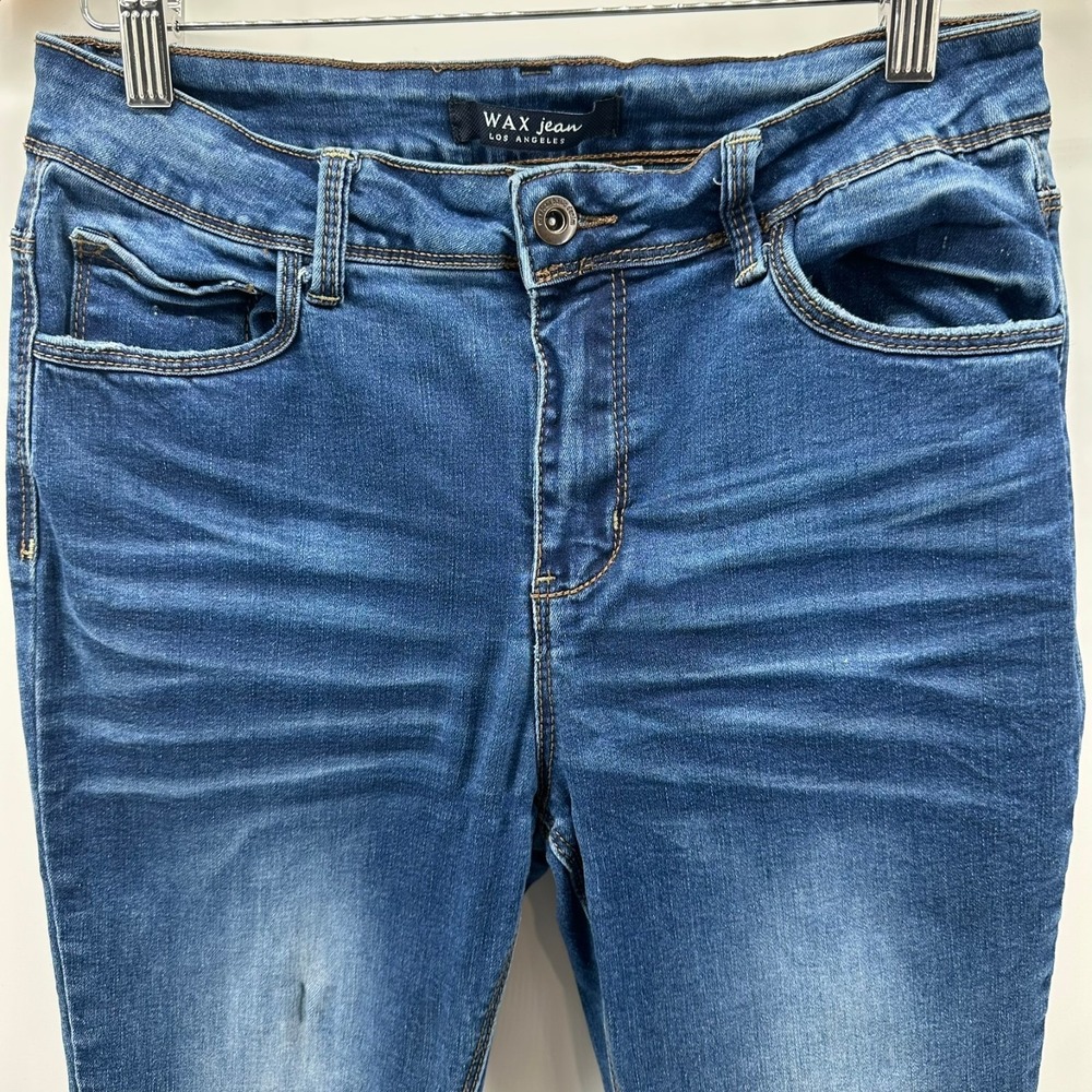 Wax Jean Skinny Leg Jeans Girls Dark Blue Denim Stretch Whisker Wash High Rise